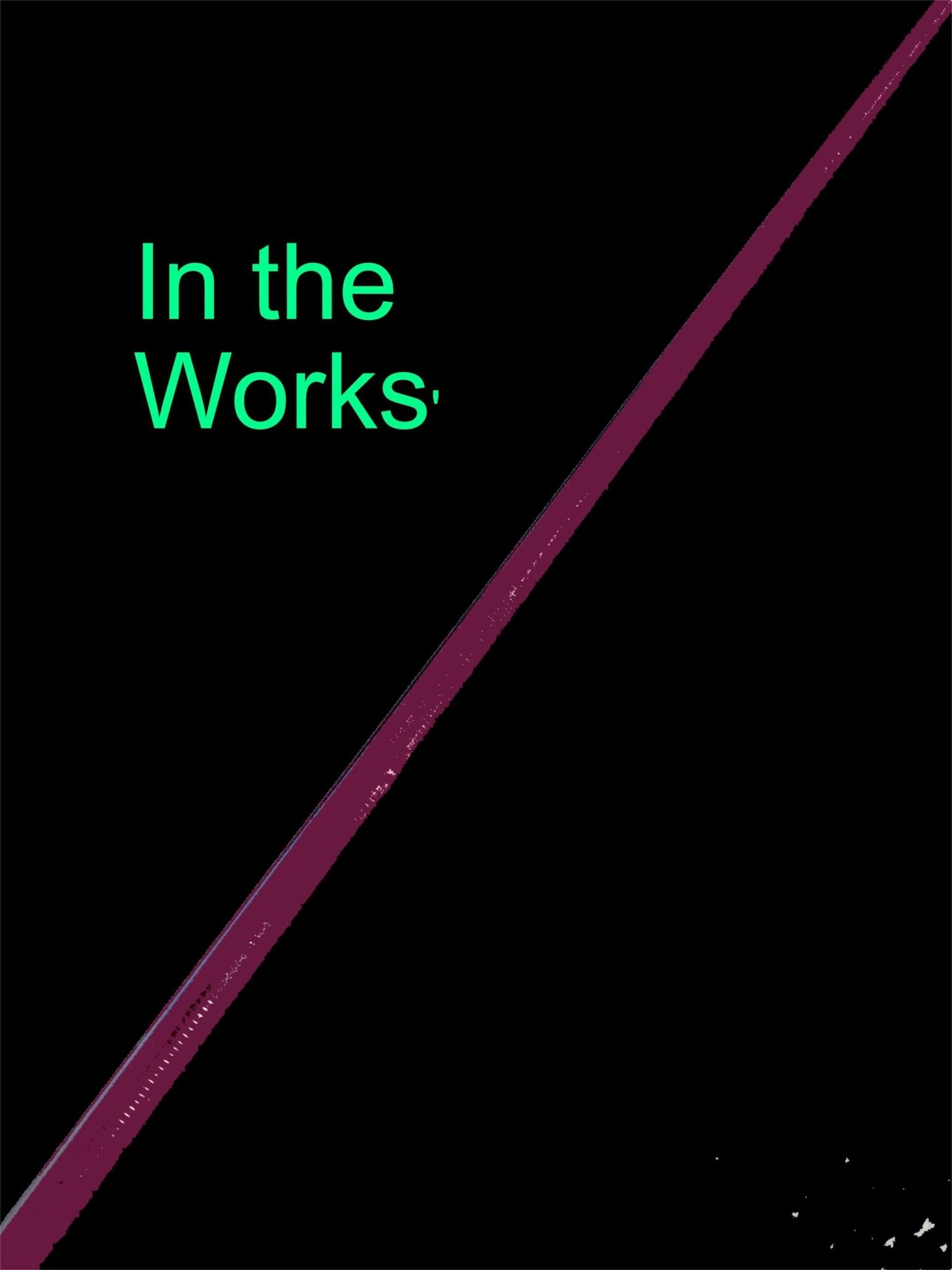 A diagonal maroon line on black features In the Works in green, reminiscent of a sleek Keeper Rods-Coosa Coosa 74 MH Mod Fastglass Power Cranking Rod. The minimalistic design mirrors this medium heavy casting rods streamlined elegance.