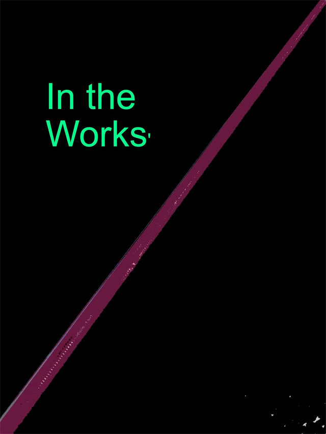 A diagonal maroon line on black features In the Works in green, reminiscent of a sleek Keeper Rods-Coosa Coosa 74 MH Mod Fastglass Power Cranking Rod. The minimalistic design mirrors this medium heavy casting rods streamlined elegance.