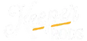 Keeper Logo small header white with yello underline on transparent background
